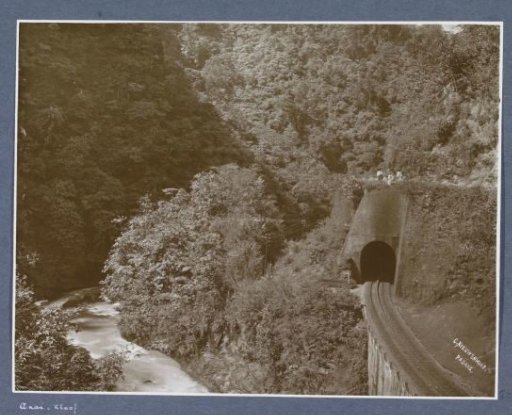 Railway tunnel next to a river in the Anai Gorge on Sumatra