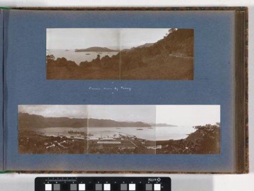 View of the Emmahaven in Padang with ships, warehouses, pier and railway