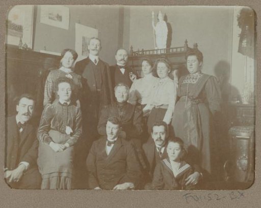 Group portrait in an interior with Christiaan Otto Roelofs on the left