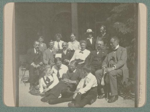 Group portrait of a family in a garden