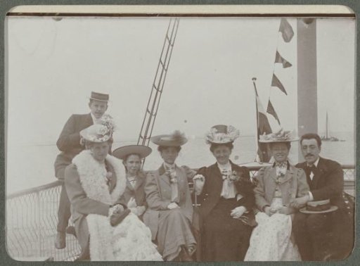 Portrait of a group on board the boat to Hoorn on the Zuiderzee