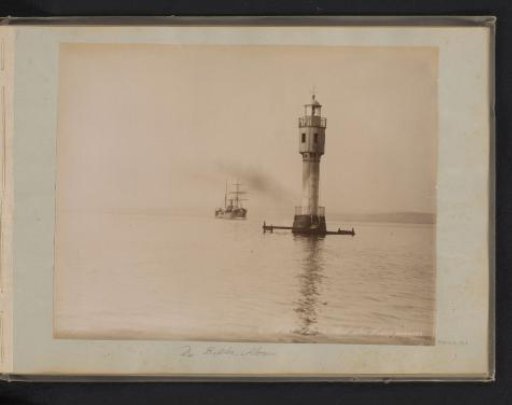 Lighthouse and sailing ship at the Bitter Lakes