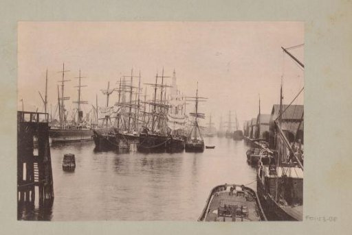 Harbour with sailing ships