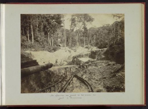 Workers washing soil for gold mining in Surinamese forest