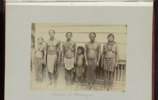 Group portrait of Maroons and probably Caribs, Suriname