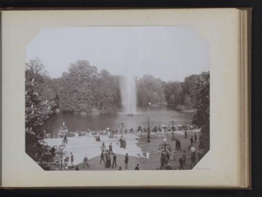 View of the Kurpark with fountain in Wiesbaden