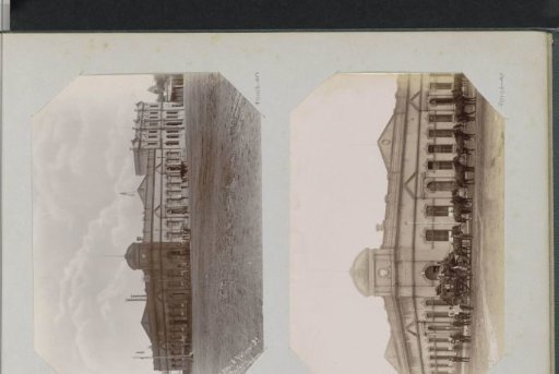 View of the post office at Pretoria with a covered wagon