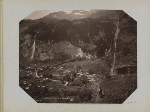 View of the Staubbach Waterfall and the Mürren Railway at Lauterbrunnen