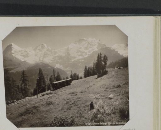Train on the track between Grütschalp and Mürren