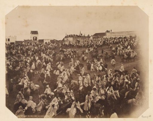 Large group of men on horseback