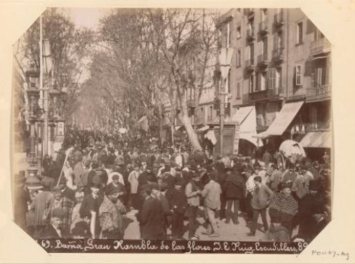 Street view of the Rambla de las Flores at Barcelona