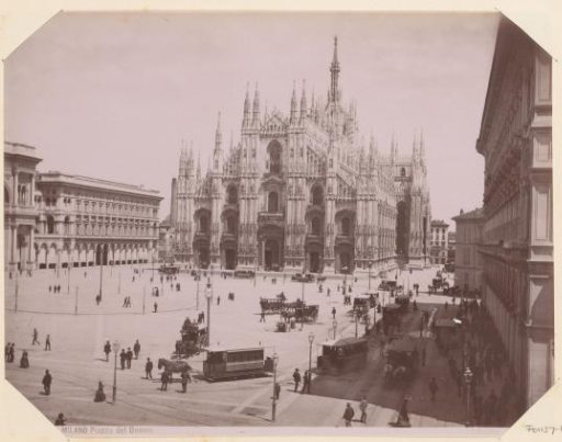 View of the Cathedral of Milan with Piazza del Duomo