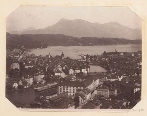 View of Lucerne with Lake Lucerne and mountains in the background