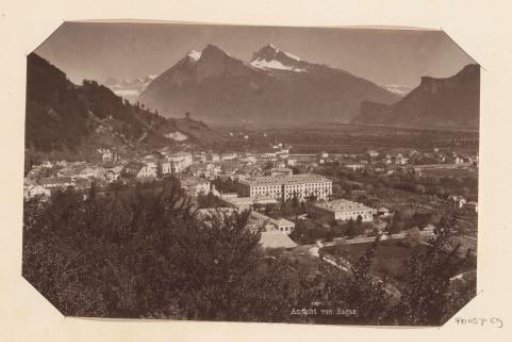 View of Bad Ragaz with mountains in the background