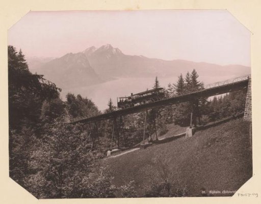 View of the Rigi Railway bridge with mountains in the background