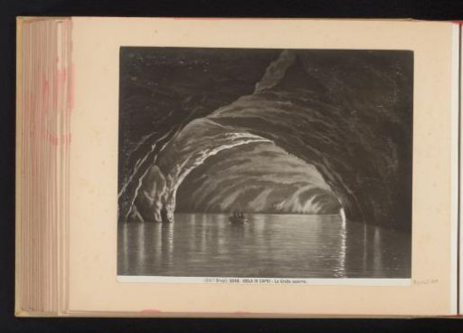 Photoreproduction of a painting, representing an interior of the Blue Grotto at Capri