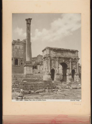 View of the Column of Phocas and the Arch of Septimius Severus on the Roman Forum in Rome
