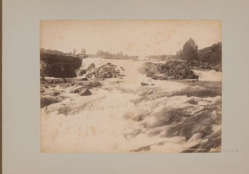 Waterfall in a river, presumably in Scandinavia