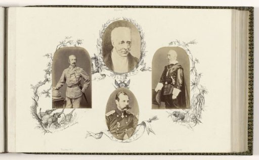 Photographic reproduction of an engraved portrait of a man, designated as Wellington