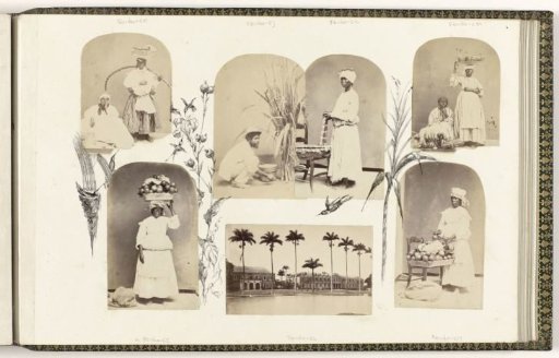 Portrait of an unknown woman beside a chair with bamboo