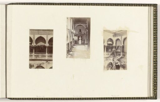 View into a gallery with a bust