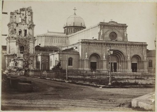 Cathedral of Manila with bell tower destroyed by the earthquake of July 1880