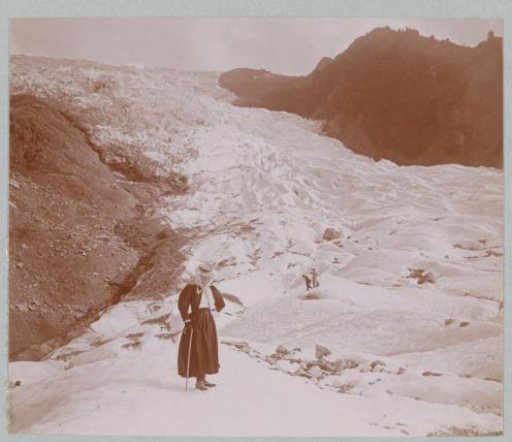 Hikers on a Glacier in the Alps