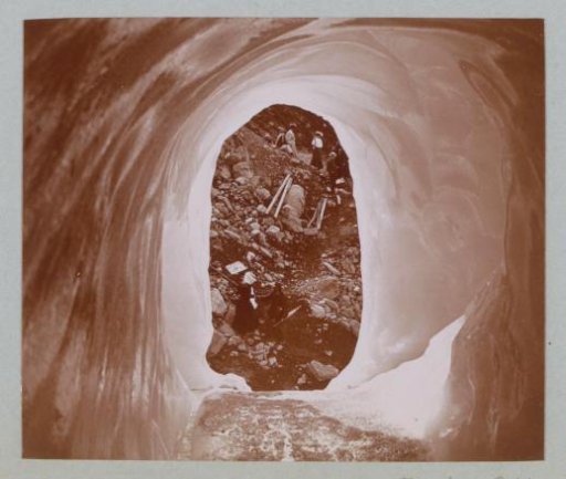 Hikers in the Alps, Seen Through a Hole in the Ice