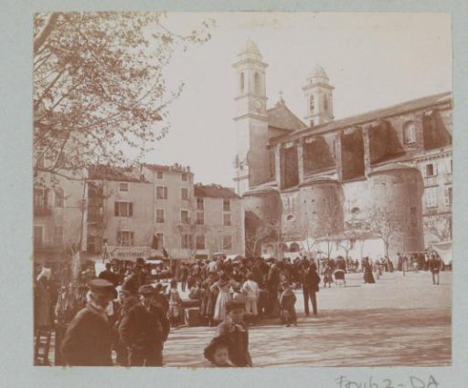 Place du Marché in Bastia with the Eglise Saint Jean Baptiste in the background