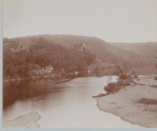 View of a river and its banks in France