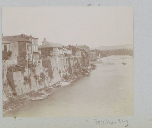 View of a city on a river in France