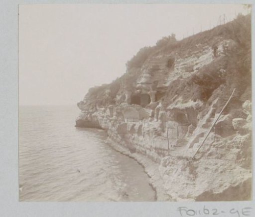 Rocky coast in France with probable rock dwellings