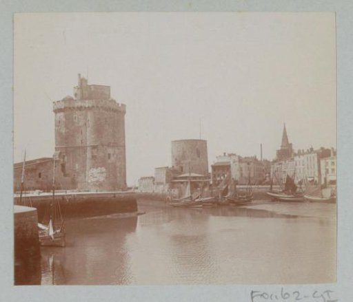 Entrance to the harbor of La Rochelle with the Tour Saint-Nicolas on the left and the Tour de la Chaîne in the center