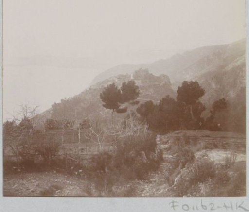 View of a mountain village, presumably in Southern France