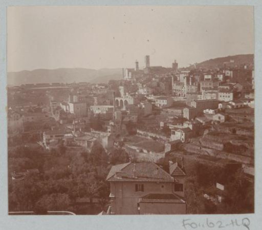 View of a town in the mountains, presumably in Southern France