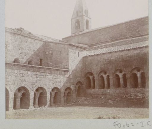 Church tower and cloister, probably in southern France