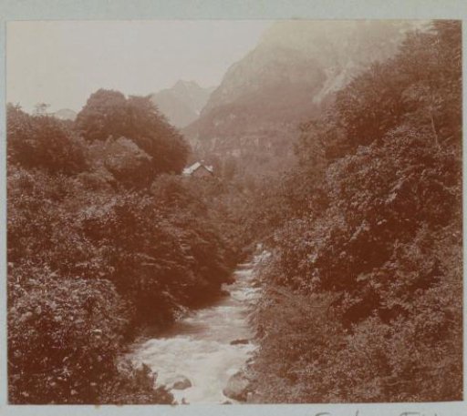 Mountain landscape with a stream, probably in France
