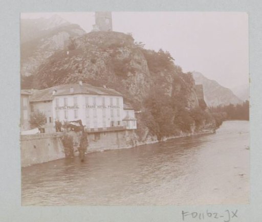 View of the Grand Hotel Francal and La tour du Castella in Tarascon-sur-Ariège