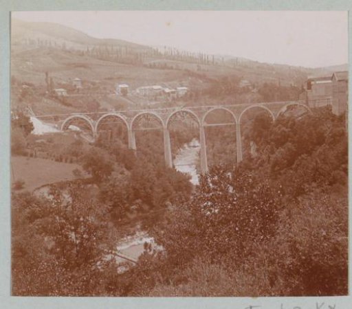 View of a viaduct under construction, probably in France
