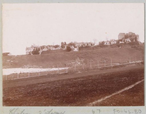 View of the Ruins of the Château d'Arques-la-Bataille near Dieppe with Grazing Sheep