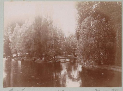 View of a waterway with wooded banks at Montigny-sur-Loing