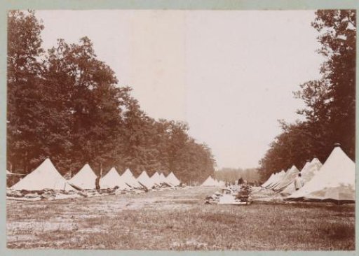 Row of tents in a military camp at Fontainebleau