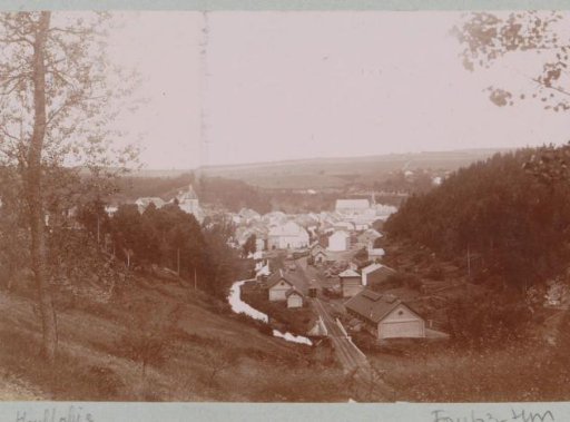 View of Houffalize with a railway in the center