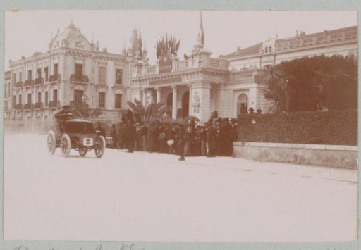 Race car driver De Burkheim, participant in the Course du Mille, a motor race in Nice