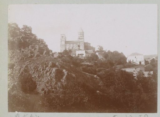 View of Saint-Nectaire and the Notre-Dame-du-Mont-Cornadore