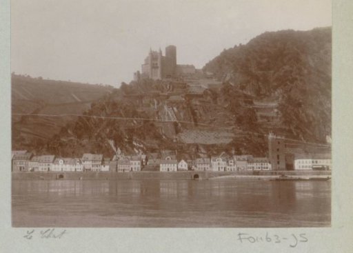 View of Sankt Goarshausen on the Rhine with Burg Katz