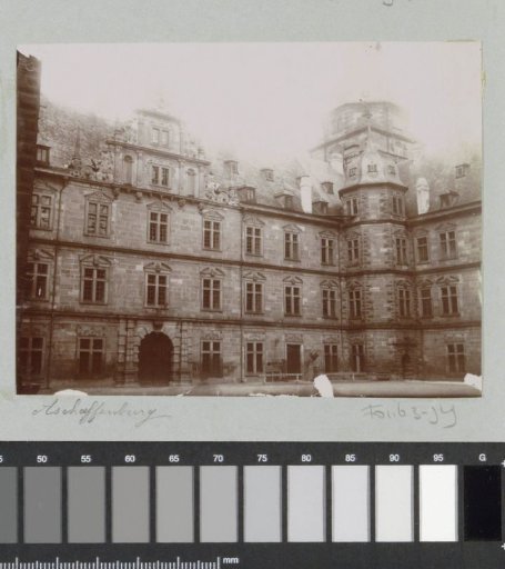 Facades in the courtyard of Johannisburg Castle in Aschaffenburg