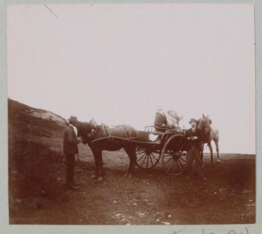 Company with a horse-drawn cart on a country road in Puy-de-Dôme