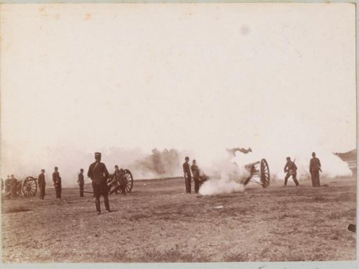 Military exercise with cannons at Fontainebleau