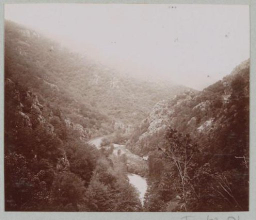 View of a mountain valley with a river, probably in the Auvergne